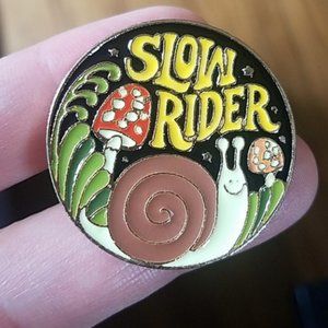 *2 for $13* Slow Rider Snail & Mushrooms Pin